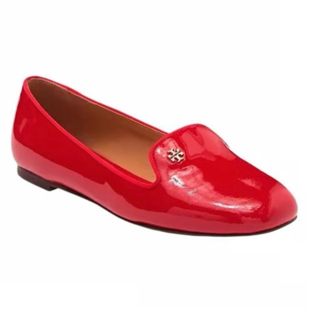 TORY BURCH Shoes Samantha Smoking Slipper Flat SZ8.5M-Liberty Red Patent Leather - Picture 1 of 12